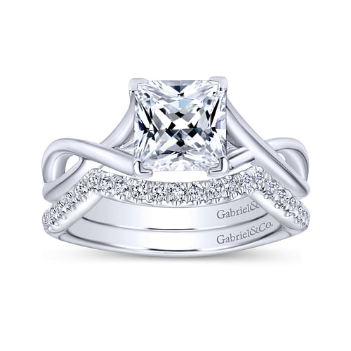 14K White Gold Princess Cut Diamond Engagement Ring