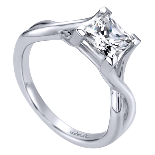 14K White Gold Princess Cut Diamond Engagement Ring