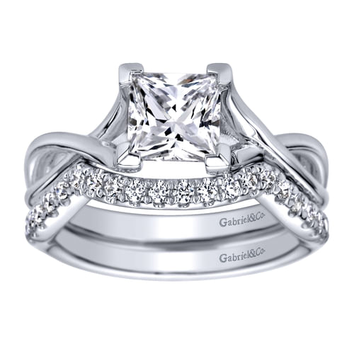 14K White Gold Princess Cut Diamond Engagement Ring