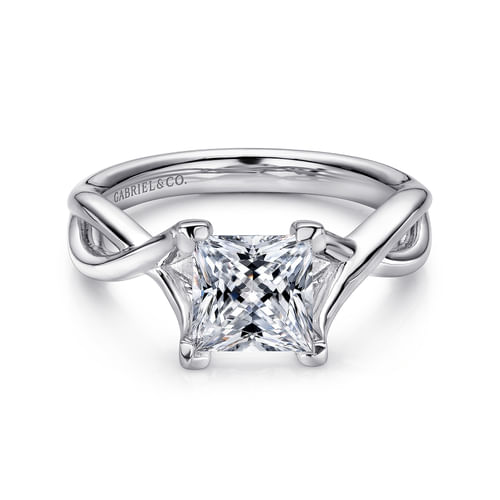14K White Gold Princess Cut Diamond Engagement Ring