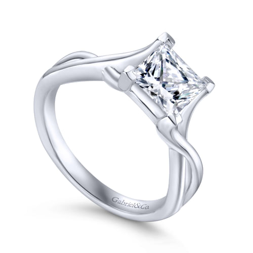 14K White Gold Princess Cut Diamond Engagement Ring
