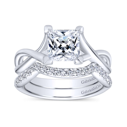 14K White Gold Princess Cut Diamond Engagement Ring