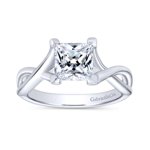 14K White Gold Princess Cut Diamond Engagement Ring