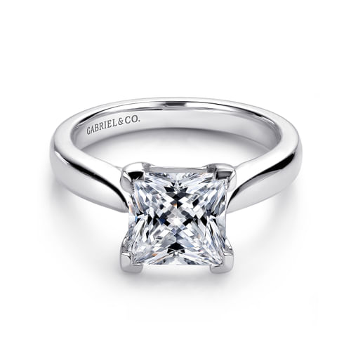 14K White Gold Princess Cut Diamond Engagement Ring