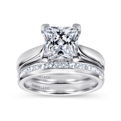 14K White Gold Princess Cut Diamond Engagement Ring