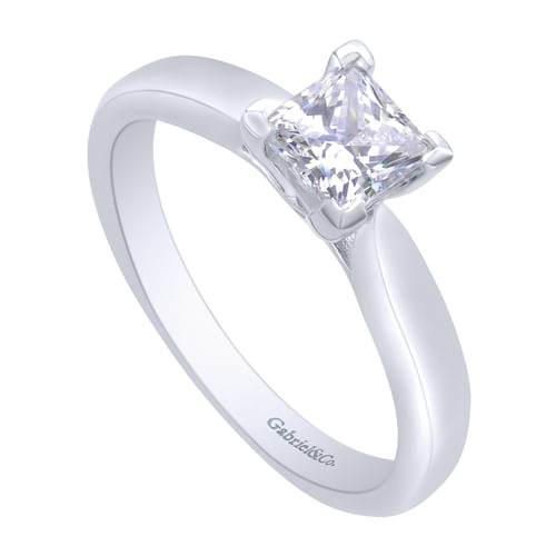 14K White Gold Princess Cut Diamond Engagement Ring