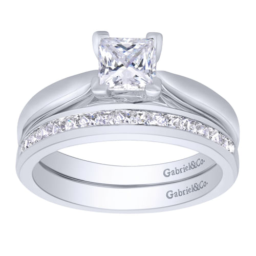 14K White Gold Princess Cut Diamond Engagement Ring