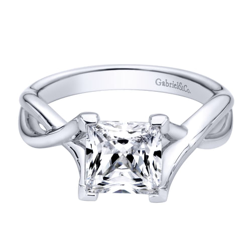 14K White Gold Princess Cut Diamond Engagement Ring
