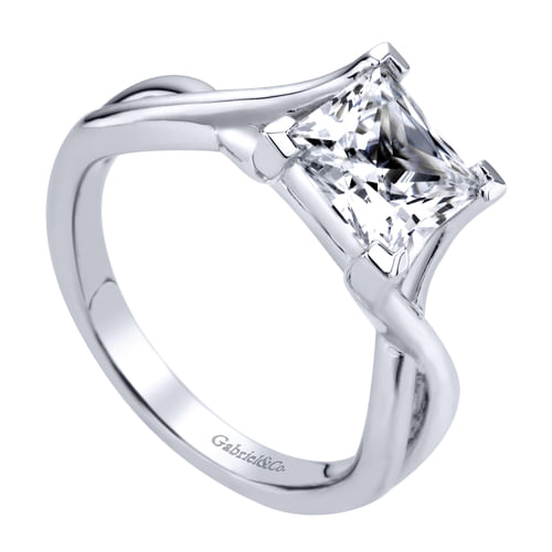14K White Gold Princess Cut Diamond Engagement Ring