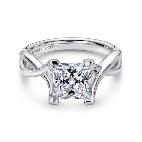 14K White Gold Princess Cut Diamond Engagement Ring