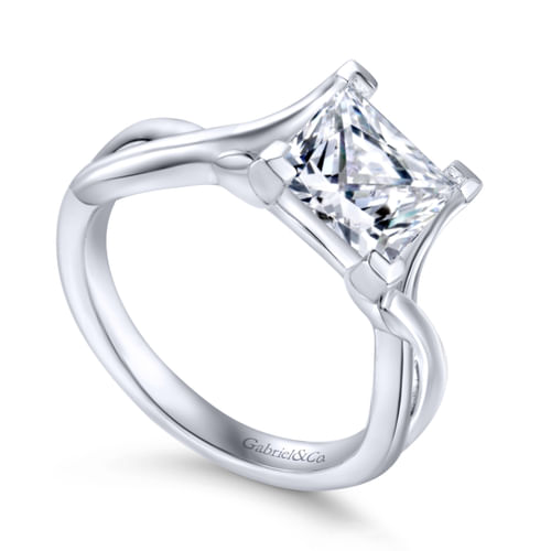 14K White Gold Princess Cut Diamond Engagement Ring