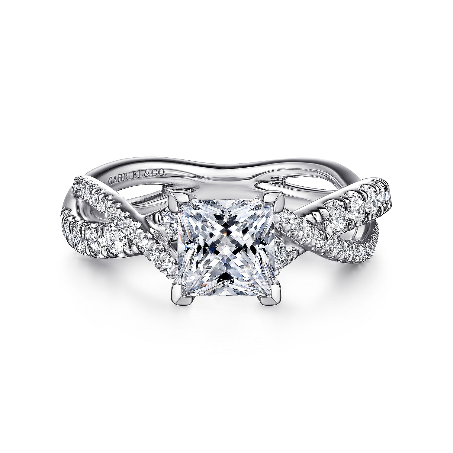 Gabriel - 14K White Gold Princess Cut Diamond Twisted Engagement Ring