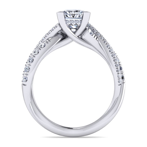 14K White Gold Princess Cut Diamond Twisted Engagement Ring