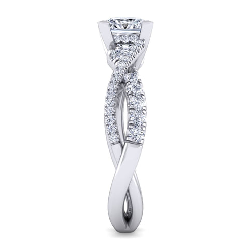 14K White Gold Princess Cut Diamond Twisted Engagement Ring