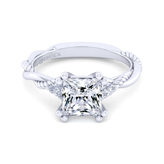 Gabriel - 14K White Gold Princess Cut Diamond Twisted Engagement Ring