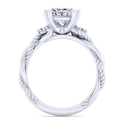 14K White Gold Princess Cut Diamond Twisted Engagement Ring