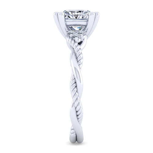 14K White Gold Princess Cut Diamond Twisted Engagement Ring