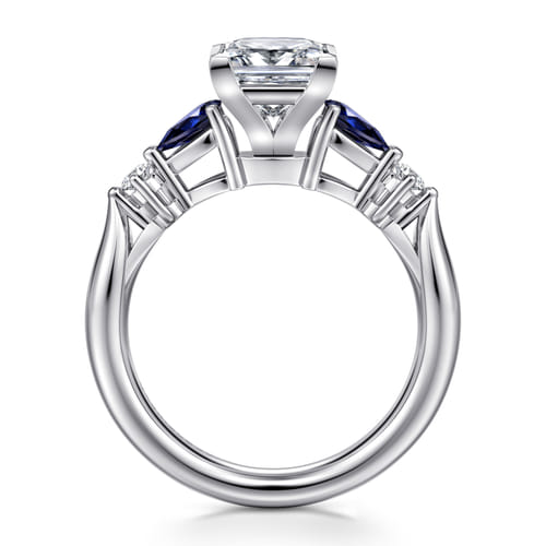 14K White Gold Princess Cut Five Stone Sapphire and Diamond Engagement Ring 14K White Gold Princess Cut Five Stone Sapphire and Diamond Engagement Ring