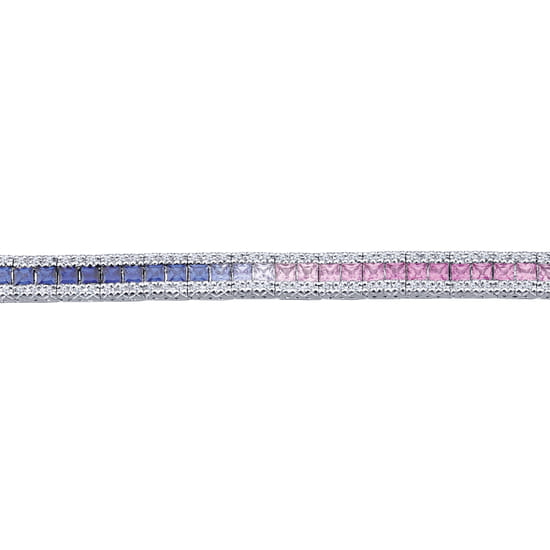 14K White Gold Princess Cut Rainbow Tennis Bracelet angle 2 14K White Gold Princess Cut Rainbow Tennis Bracelet angle 2