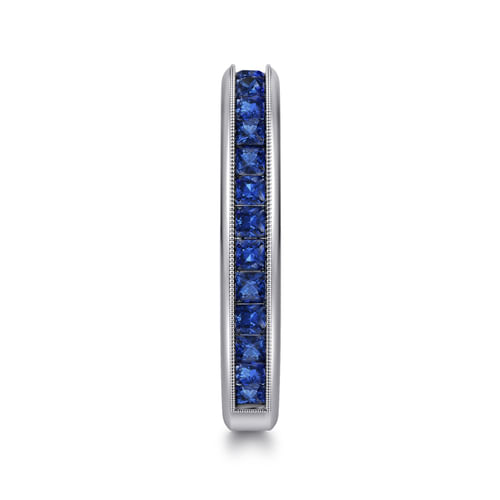 14K White Gold Princess Cut Sapphire Stackable Band