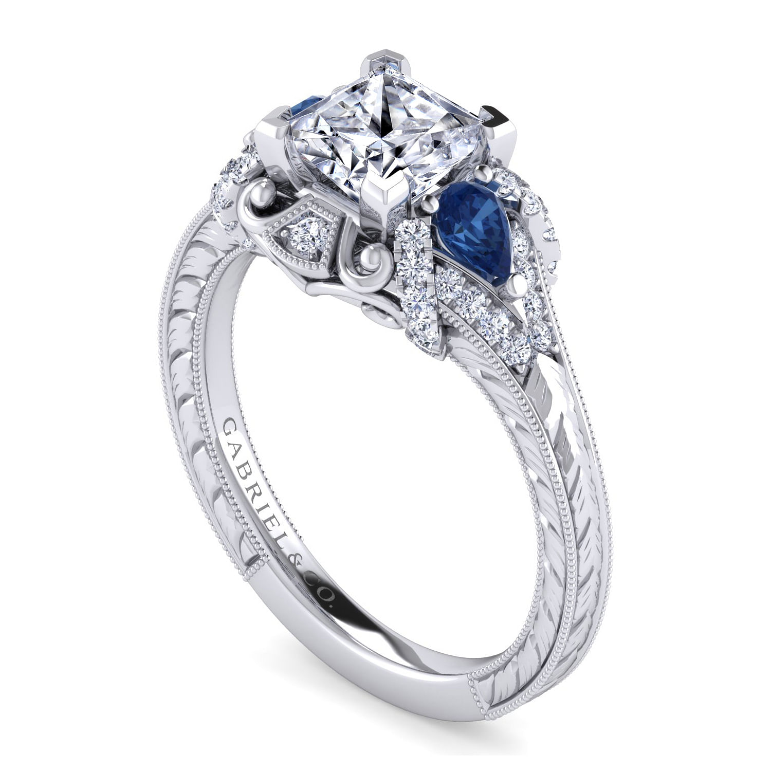 Princess cut diamond sapphire ring sale