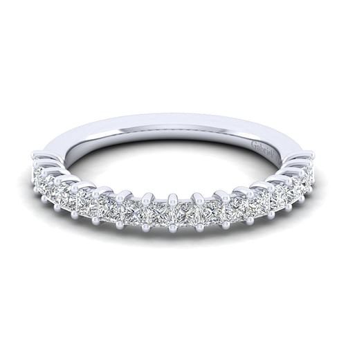 14K White Gold Princess Cut Shared Prong Diamond Anniversary Band