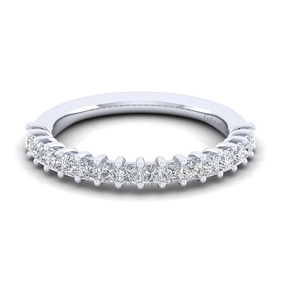 Gabriel - 14K White Gold Princess Cut Shared Prong Diamond Anniversary Band