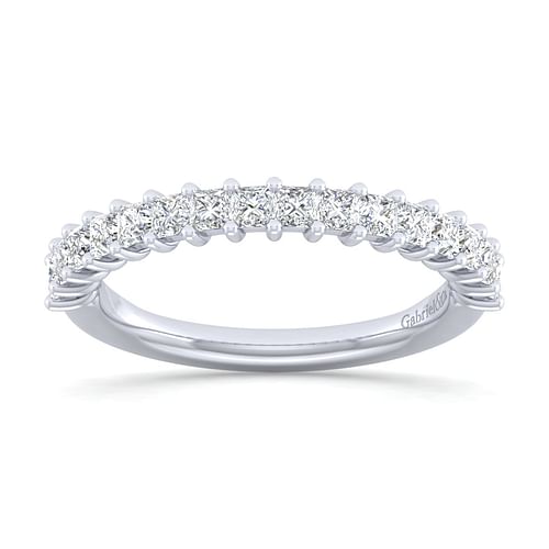 14K White Gold Princess Cut Shared Prong Diamond Anniversary Band