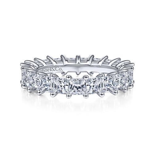 14K White Gold Princess Cut Shared Prong Diamond Eternity Band