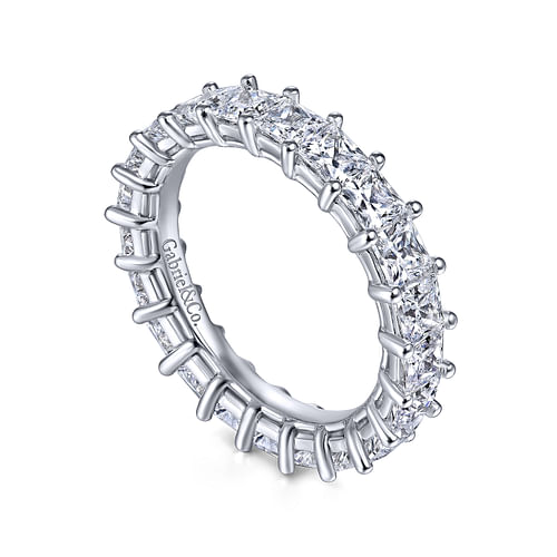 14K White Gold Princess Cut Shared Prong Diamond Eternity Band