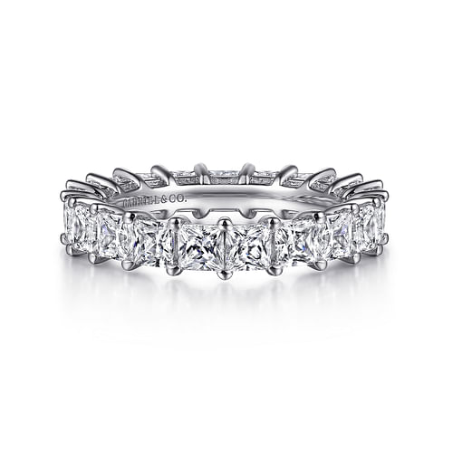 14K White Gold Princess Cut Shared Prong Diamond Eternity Band