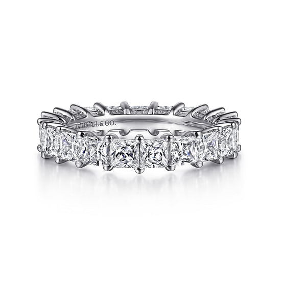 Gabriel - 14K White Gold Princess Cut Shared Prong Diamond Eternity Band