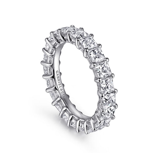 14K White Gold Princess Cut Shared Prong Diamond Eternity Band