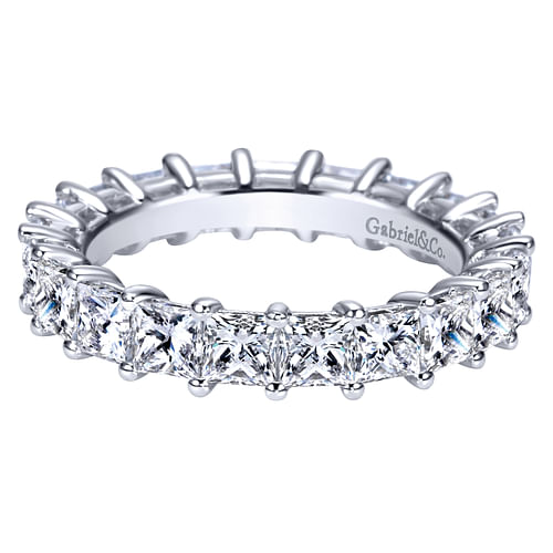 14K White Gold Princess Cut Shared Prong Diamond Eternity Band