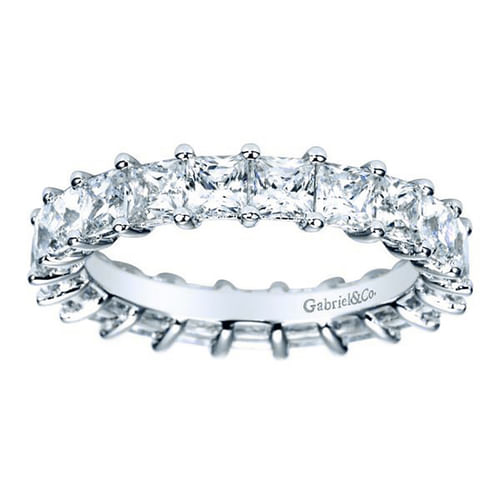 14K White Gold Princess Cut Shared Prong Diamond Eternity Band