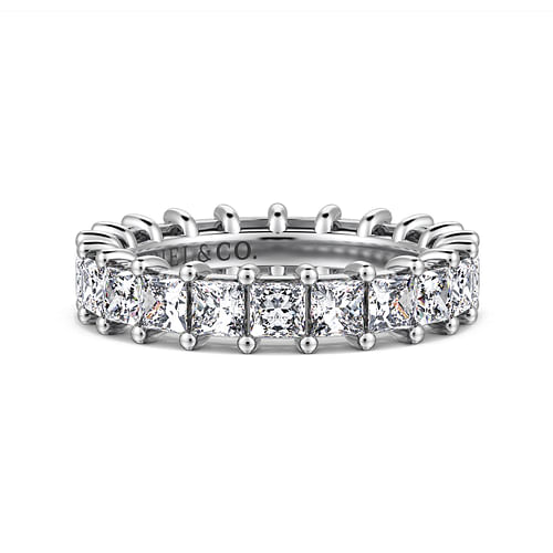 14K White Gold Princess Cut Shared Prong Diamond Eternity Band