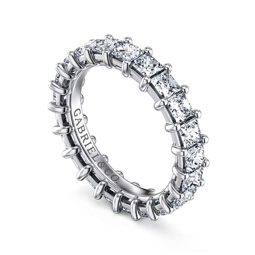 14K White Gold Princess Cut Shared Prong Diamond Eternity Band