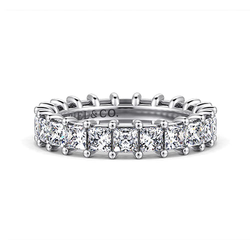 14K White Gold Princess Cut Shared Prong Diamond Eternity Band