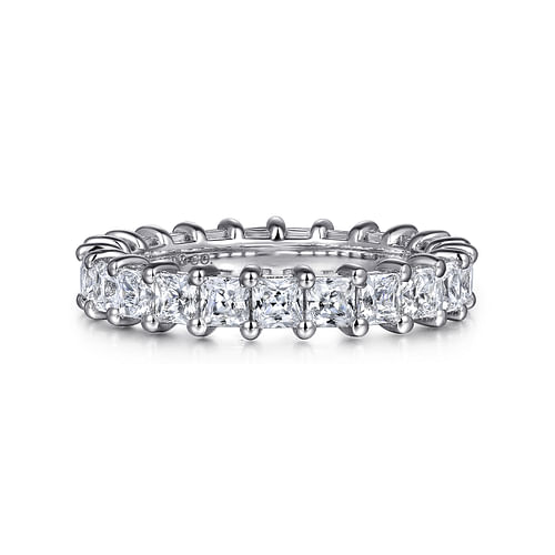 14K White Gold Princess Cut Shared Prong Diamond Eternity Band