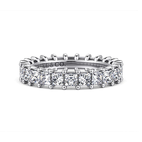 14K White Gold Princess Cut Shared Prong Diamond Eternity Band