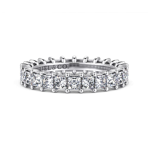 14K White Gold Princess Cut Shared Prong Diamond Eternity Band