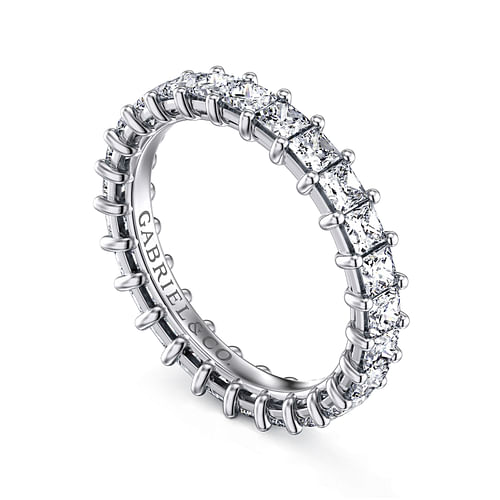 14K White Gold Princess Cut Shared Prong Diamond Eternity Band