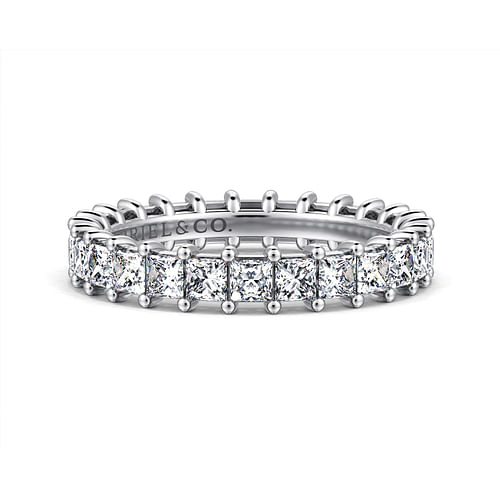 14K White Gold Princess Cut Shared Prong Diamond Eternity Band