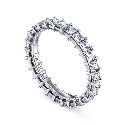 14K White Gold Princess Cut Shared Prong Diamond Eternity Band