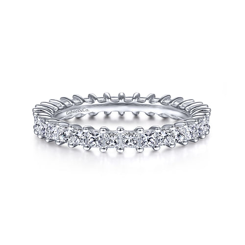 14K White Gold Princess Cut Shared Prong Diamond Eternity Band