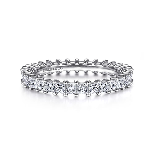 14K White Gold Princess Cut Shared Prong Diamond Eternity Band