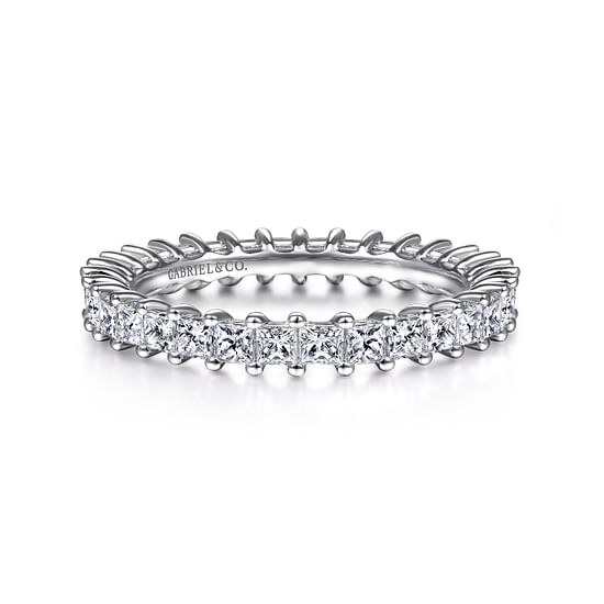 Gabriel - 14K White Gold Princess Cut Shared Prong Diamond Eternity Band