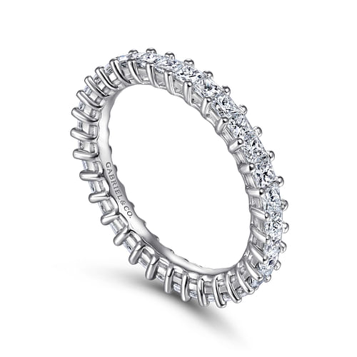 14K White Gold Princess Cut Shared Prong Diamond Eternity Band