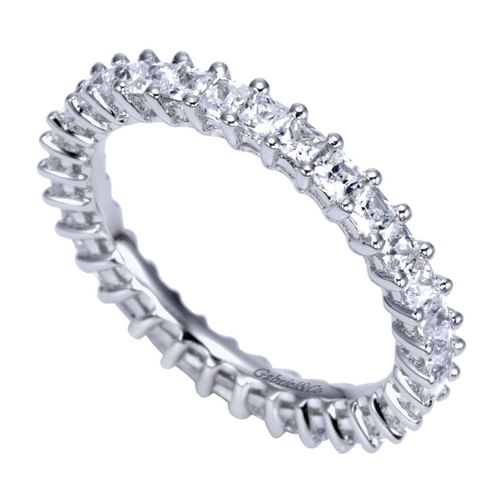 14K White Gold Princess Cut Shared Prong Diamond Eternity Band