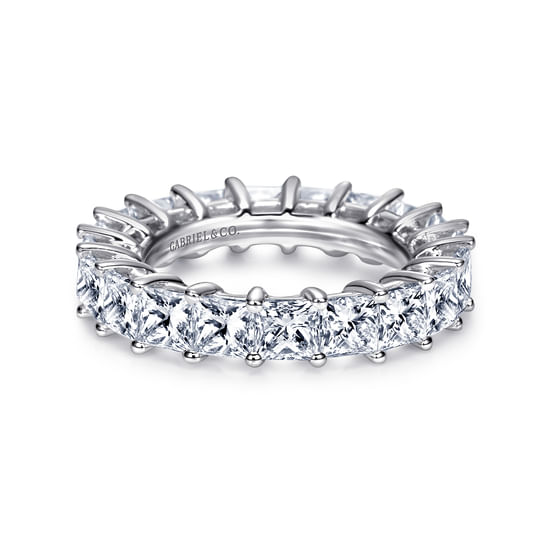 Gabriel - 14K White Gold Princess Cut Shared Prong Diamond Eternity Band